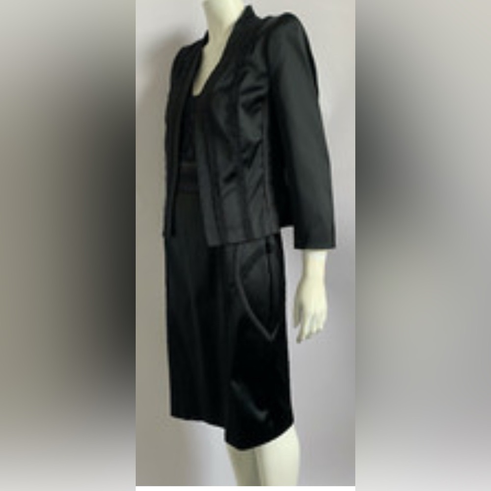 EUC Escada Black Satin, Lace & Brocade 2 Pc Cocktail Suit 6/8 Sexy & Chic